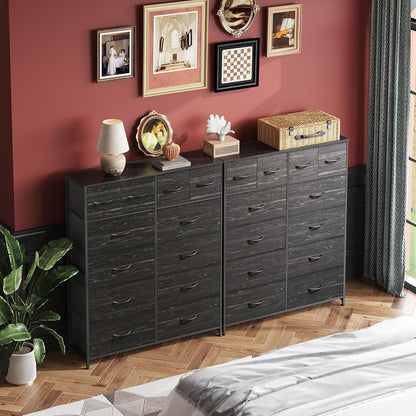 Charcoal Black Fabric Dresser With Storage Drawers