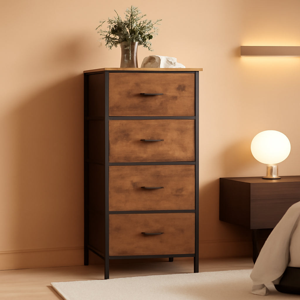 Four Drawer Dresser With Handles For Bedroom Storage