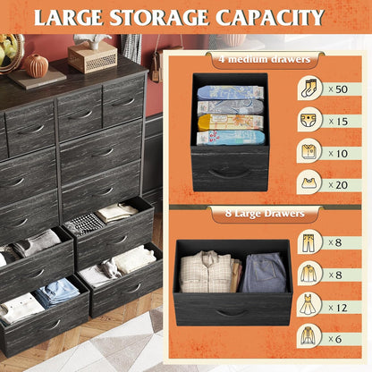 Charcoal Black Fabric Dresser With Storage Drawers