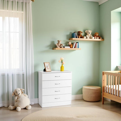 White 4 Drawer Dresser Contemporary Bedroom Storage
