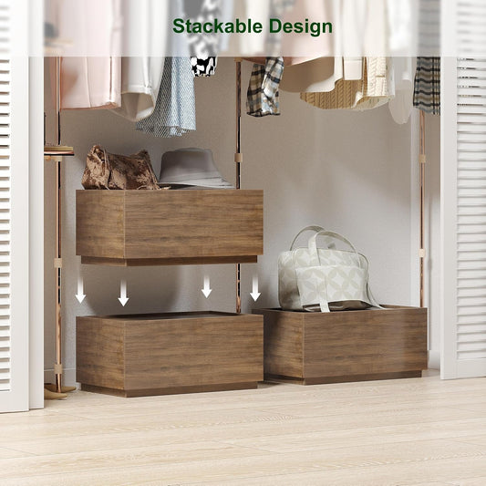 Stackable One Drawer Dresser Walnut Brown Nightstand