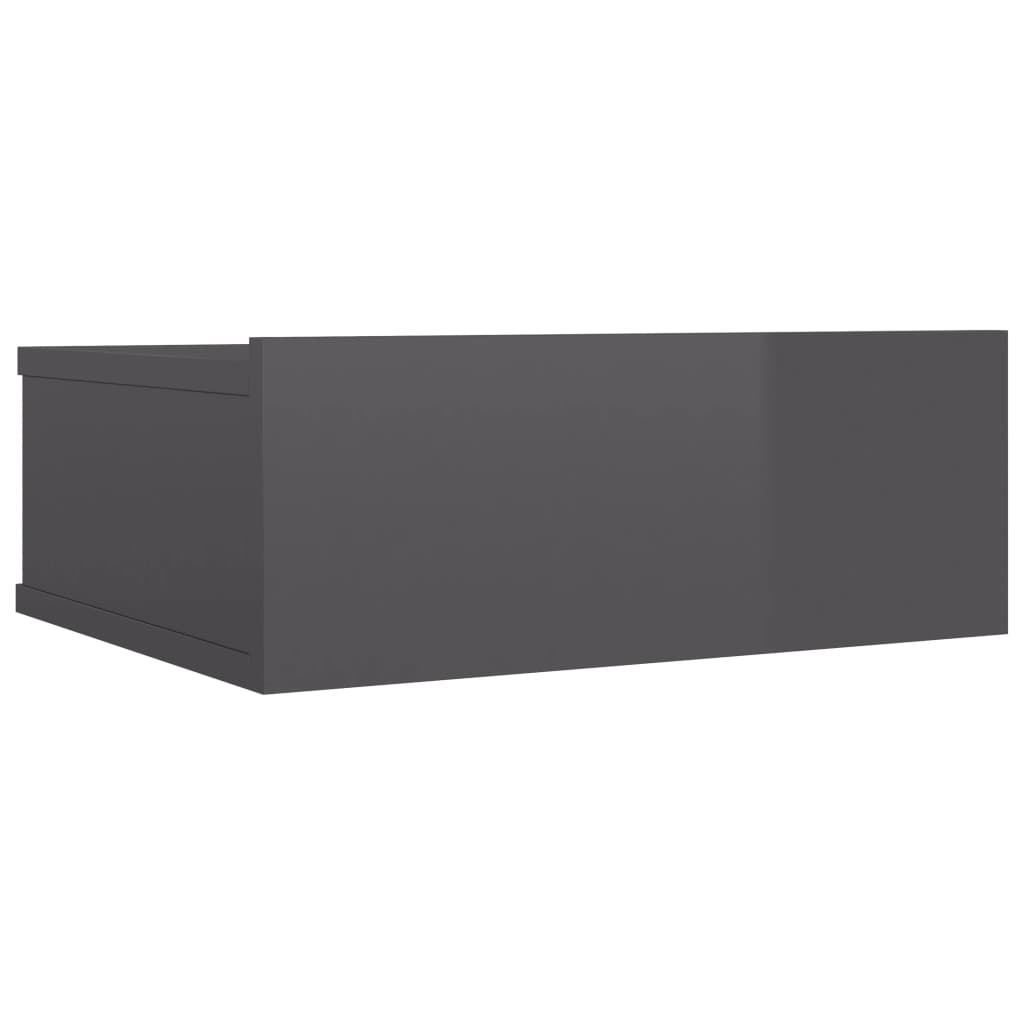 NNEVL Floating Nightstand High Gloss Grey 40x30x15 cm Chipboard