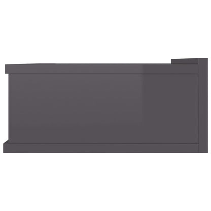 NNEVL Floating Nightstand High Gloss Grey 40x30x15 cm Chipboard