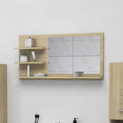 vidaXL Bathroom Mirror Vanity with Shelves for Powder Room Engineered Wood
