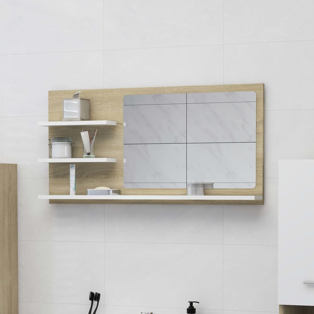 vidaXL Bathroom Mirror Vanity with Shelves for Powder Room Engineered Wood