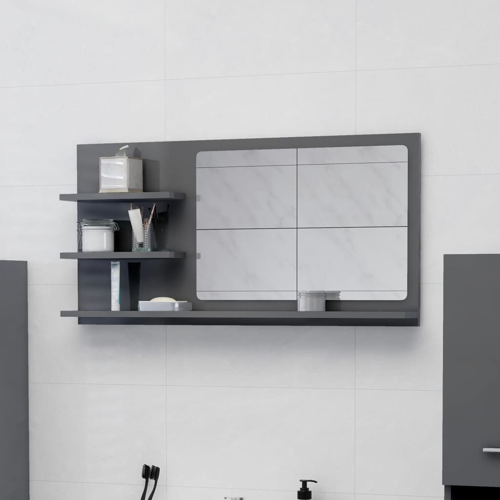 vidaXL Bathroom Mirror Vanity with Shelves for Powder Room Engineered Wood