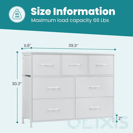 Elegant White Dresser With Seven Drawers Executive
