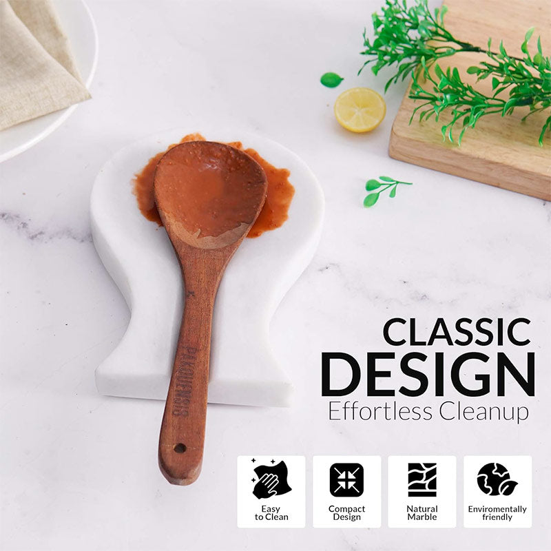 Spoon Rest Natural Marble Spatula Fork Ladle Utensil Rest Keeper