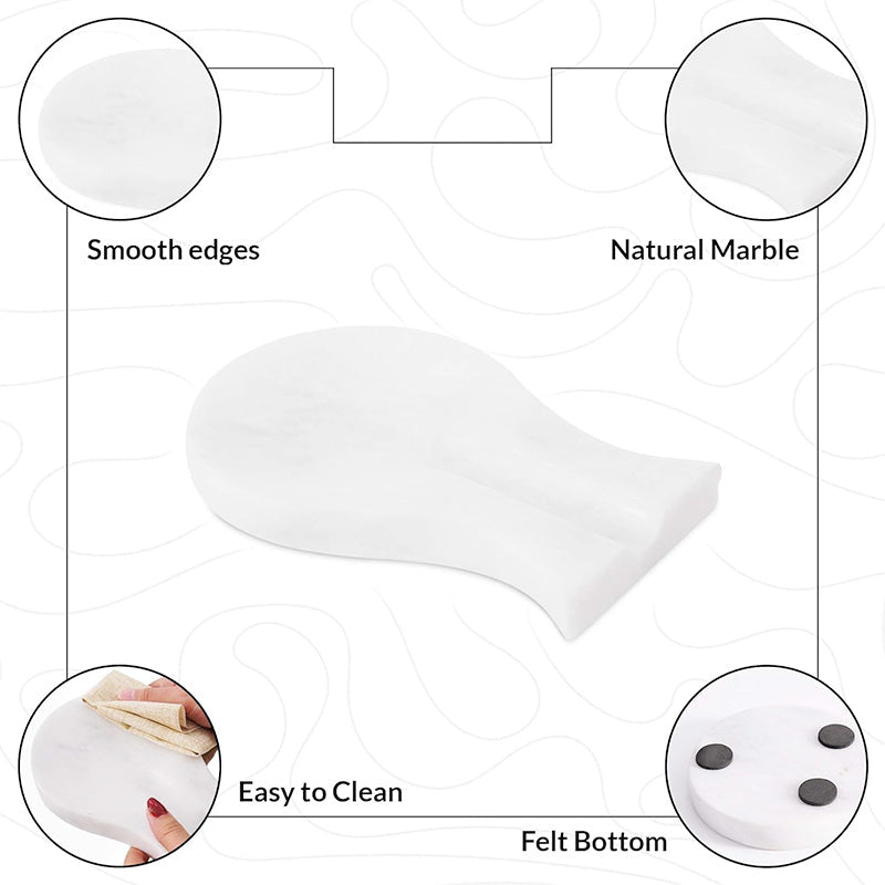 Spoon Rest Natural Marble Spatula Fork Ladle Utensil Rest Keeper