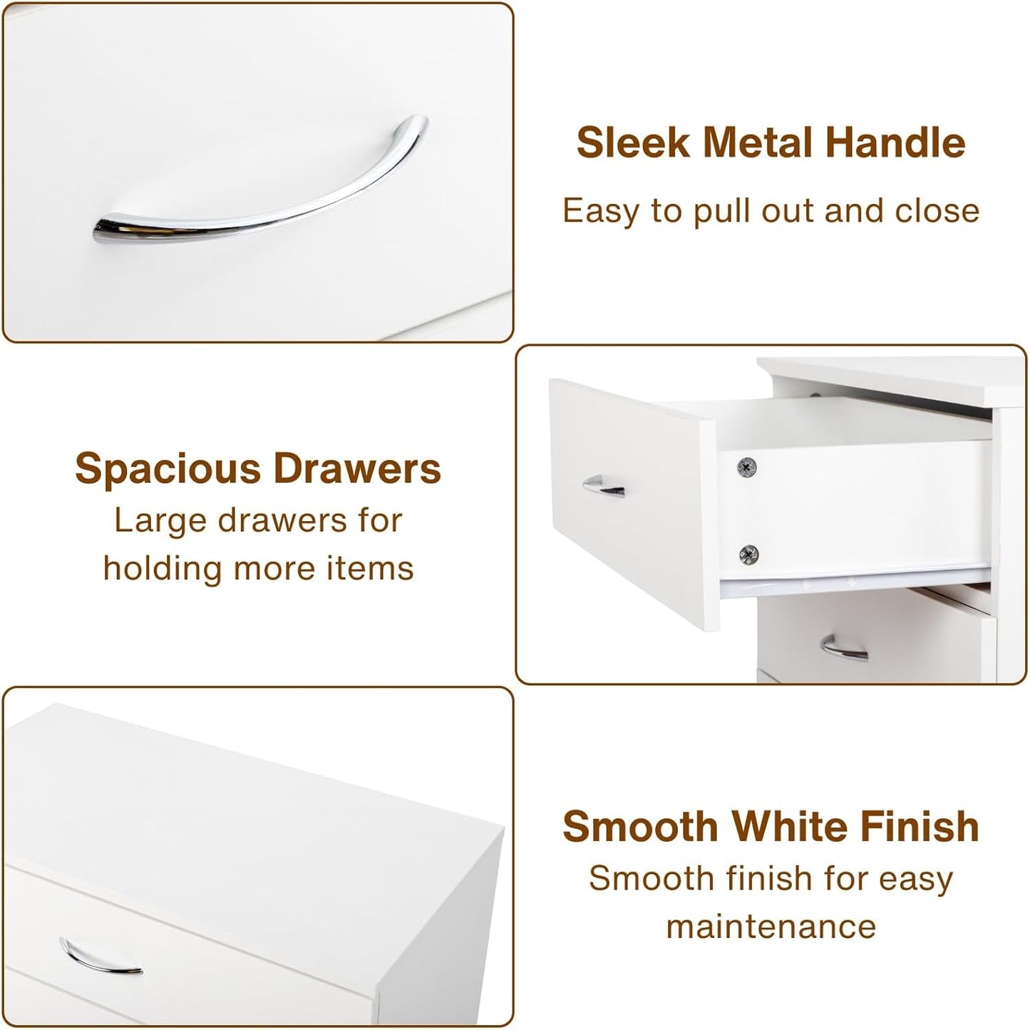 White 4 Drawer Dresser Contemporary Bedroom Storage