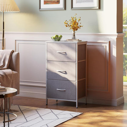 Light Grey Dresser With 3 Drawers For Bedroom Nightstand