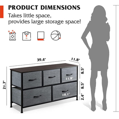 5 Drawer Fabric Dresser Organizer For Bedroom Storage