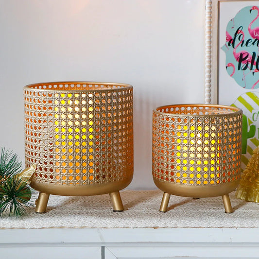 Set of 3 Plant Pots 10/8.5/7''H (Antique Gold)