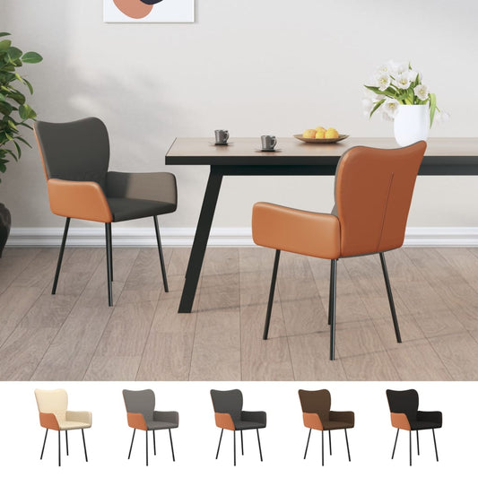 vidaXL Dining Chairs Accent Chair for Kitchen 2 Pcs Fabric and Faux Leather